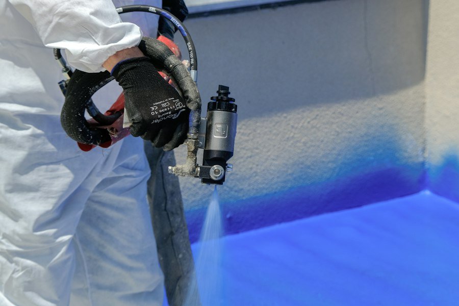 Pistolet de projection en action